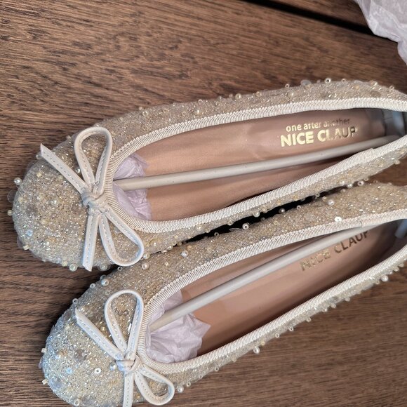 Nice Claup Glitter Pearl Bow Ballerina Pumps – Size S (~US 5–5.5) - Picture 10 of 10